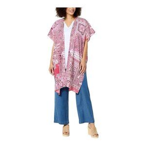 IMAN Global Chic Women's Patchwork Print Woven Topper M/L 825-262 NWT